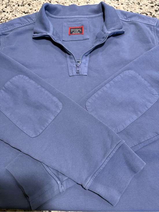 UNTUCKit Other - UNTUCKit Pullover Mens XLarge Sweater Quarter Zip Wolfred-Mid Blue Elbow Patch